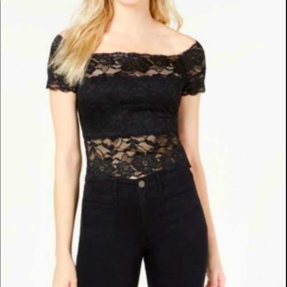 Guess Lace Boatneck Top Small